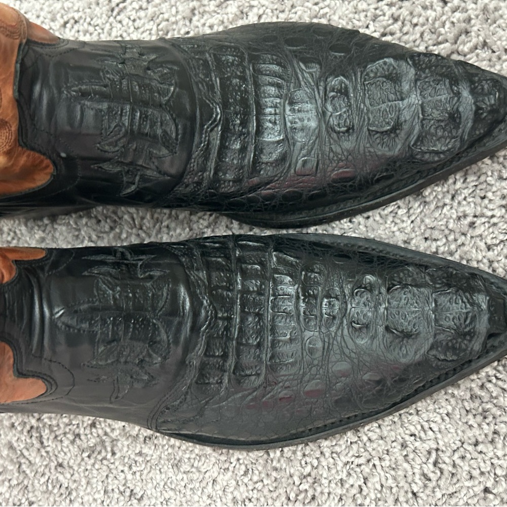 Lucchese Caiman Crocodile exotic leather skin boots. 10 D - Picture 10 of 16